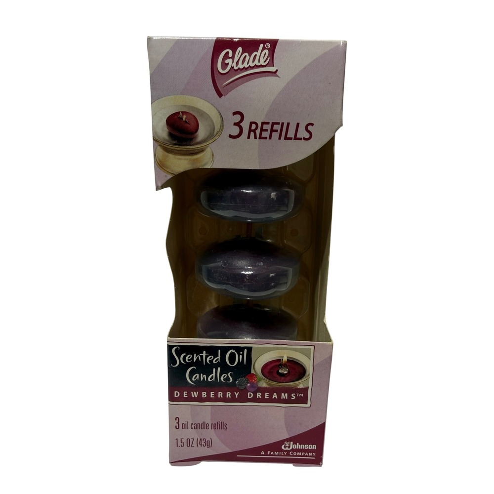 Glade Scented Oil Candle Refills Dewberry Dreams 3 Count 1.5oz‎ Vintage 2006 NOS